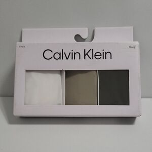 Calvin Klein Thong Trio in White, Tan, and Gray